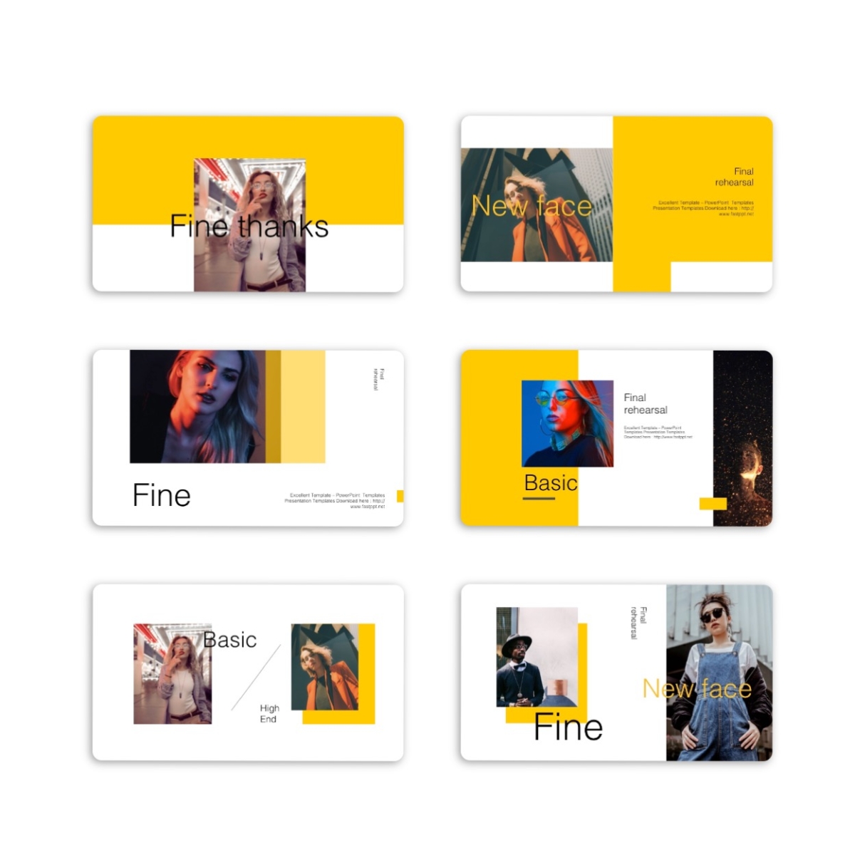 Creative Yellow Theme Fashion Photo Layout Template
