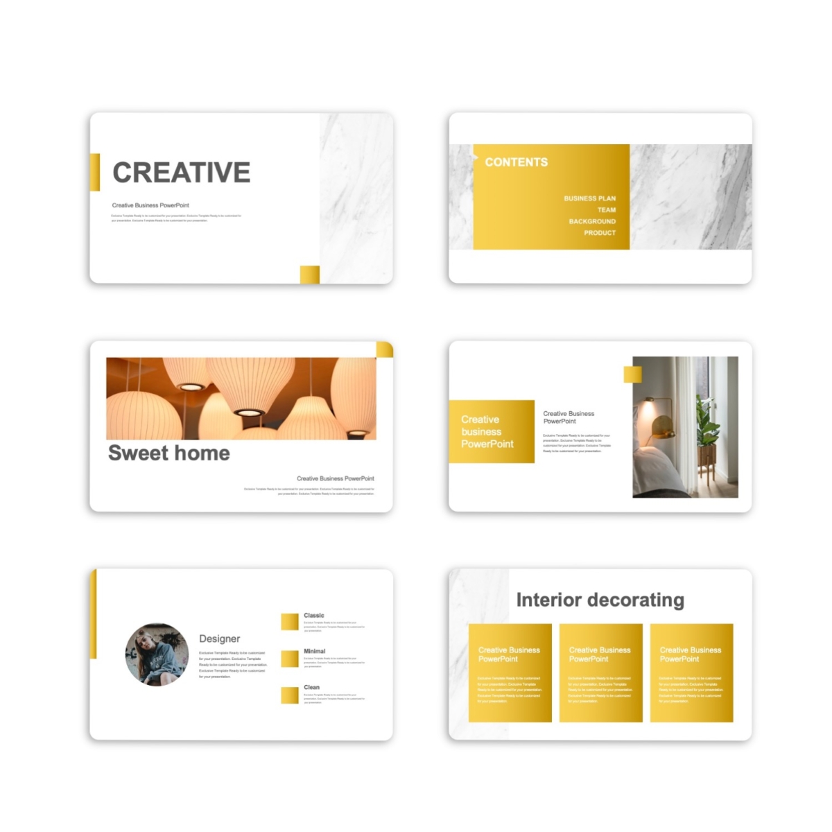 Golden Creative Interior Design PowerPoint Template