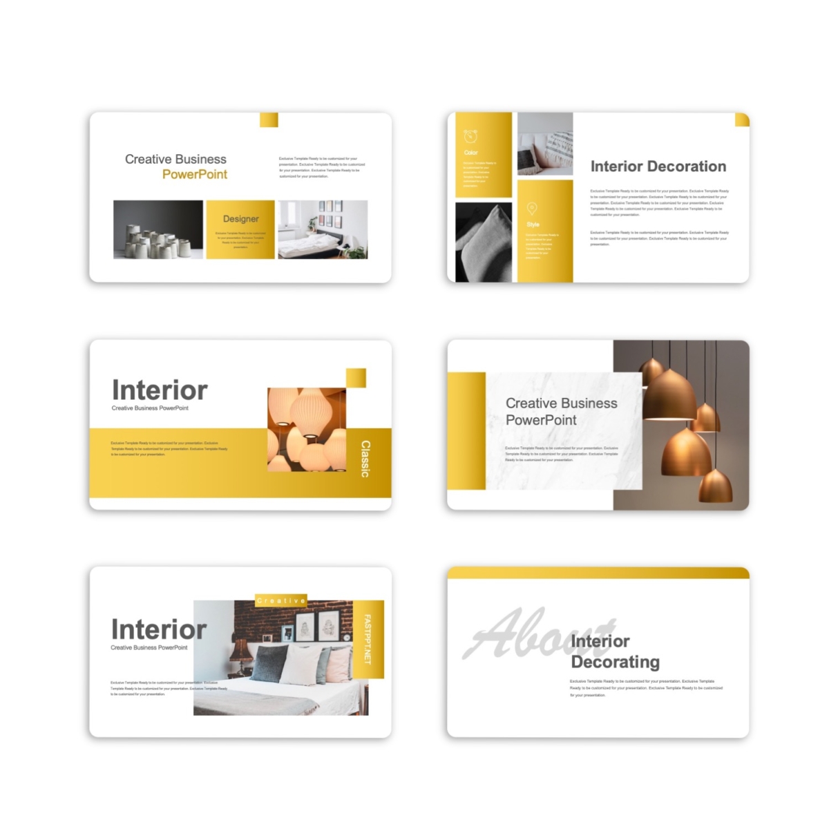 Golden Creative Interior Design PowerPoint Template