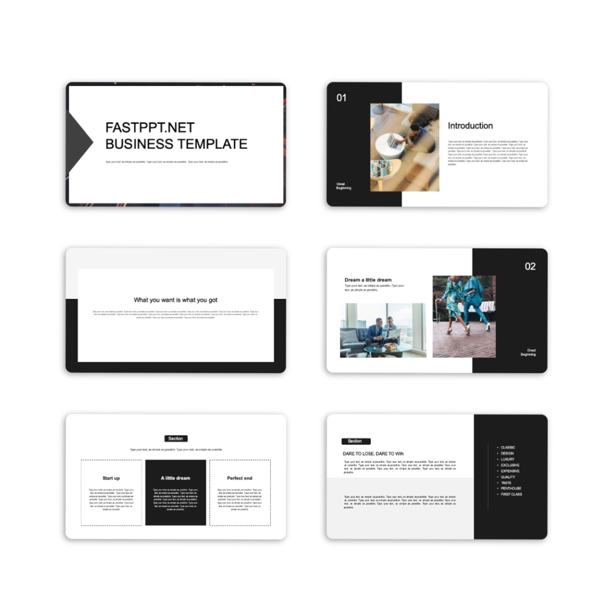 Google Slides-Black & White Creative Business Plan PowerPoint Template