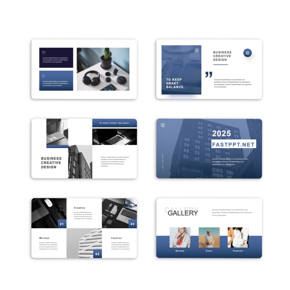 Google Slides-2 in 1 Blue & Gray Business Presentation Template