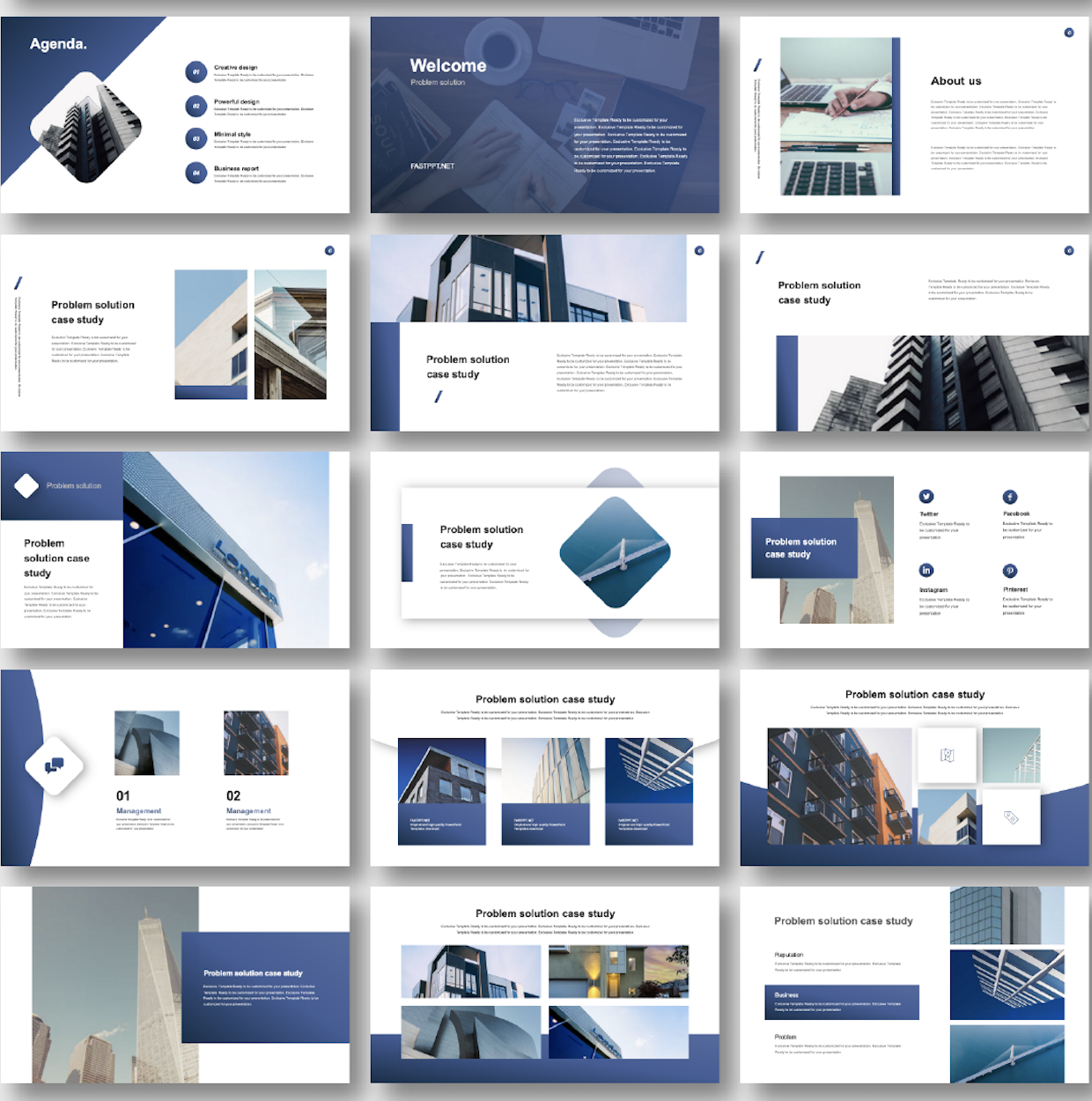 presentation slides blue