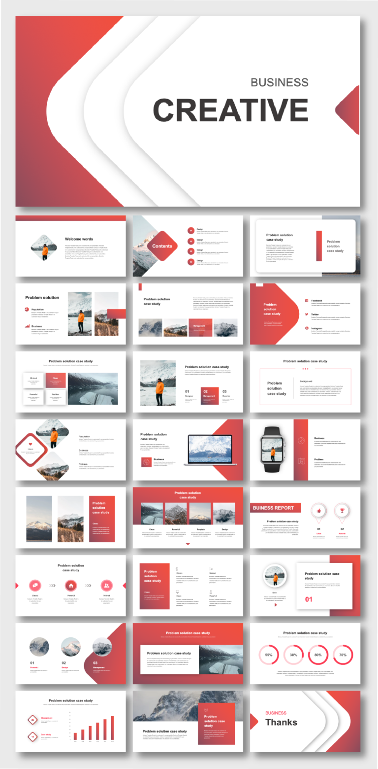 Beautiful Red Business Creative Presentation Template Original and