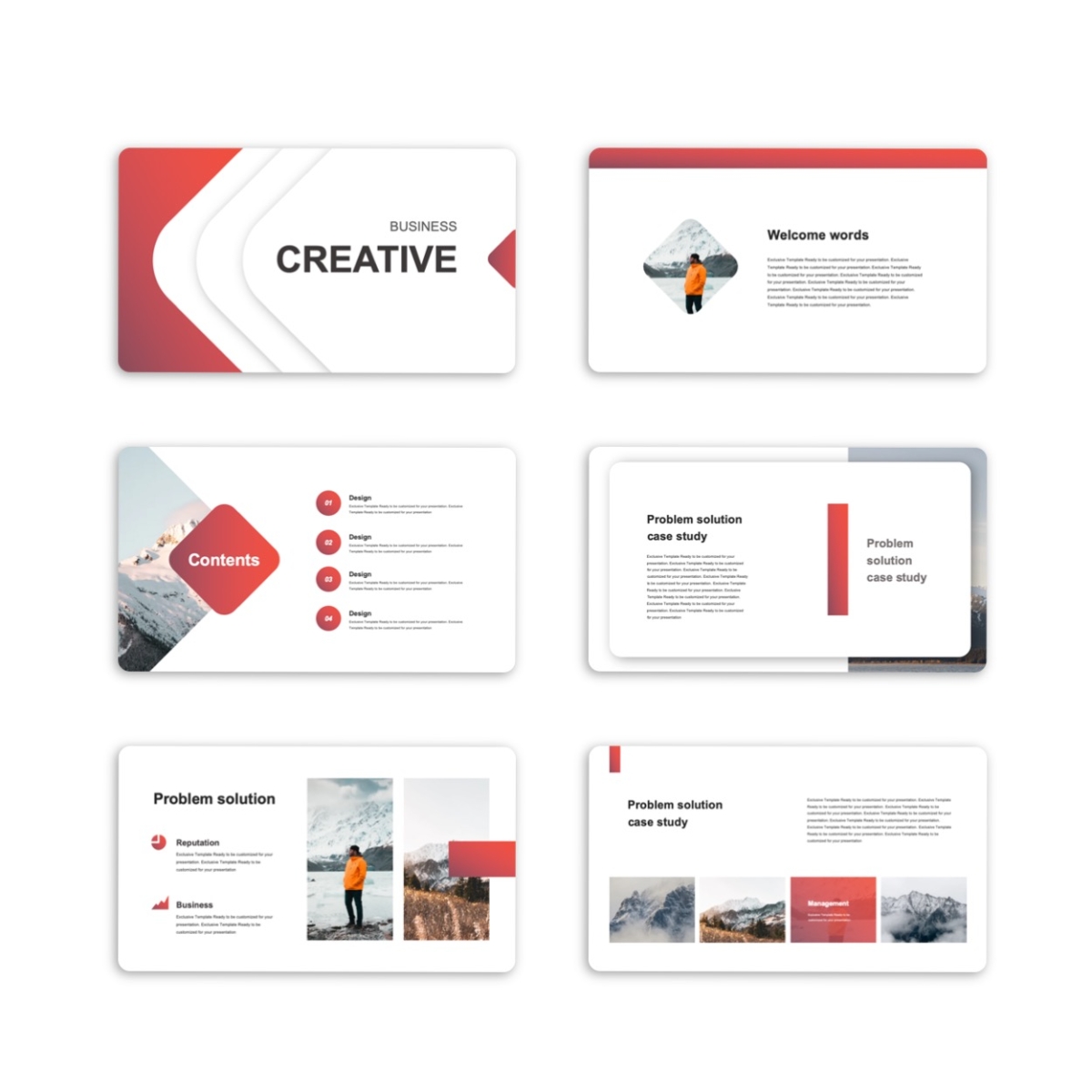Beautiful Red Business Creative Presentation Template
