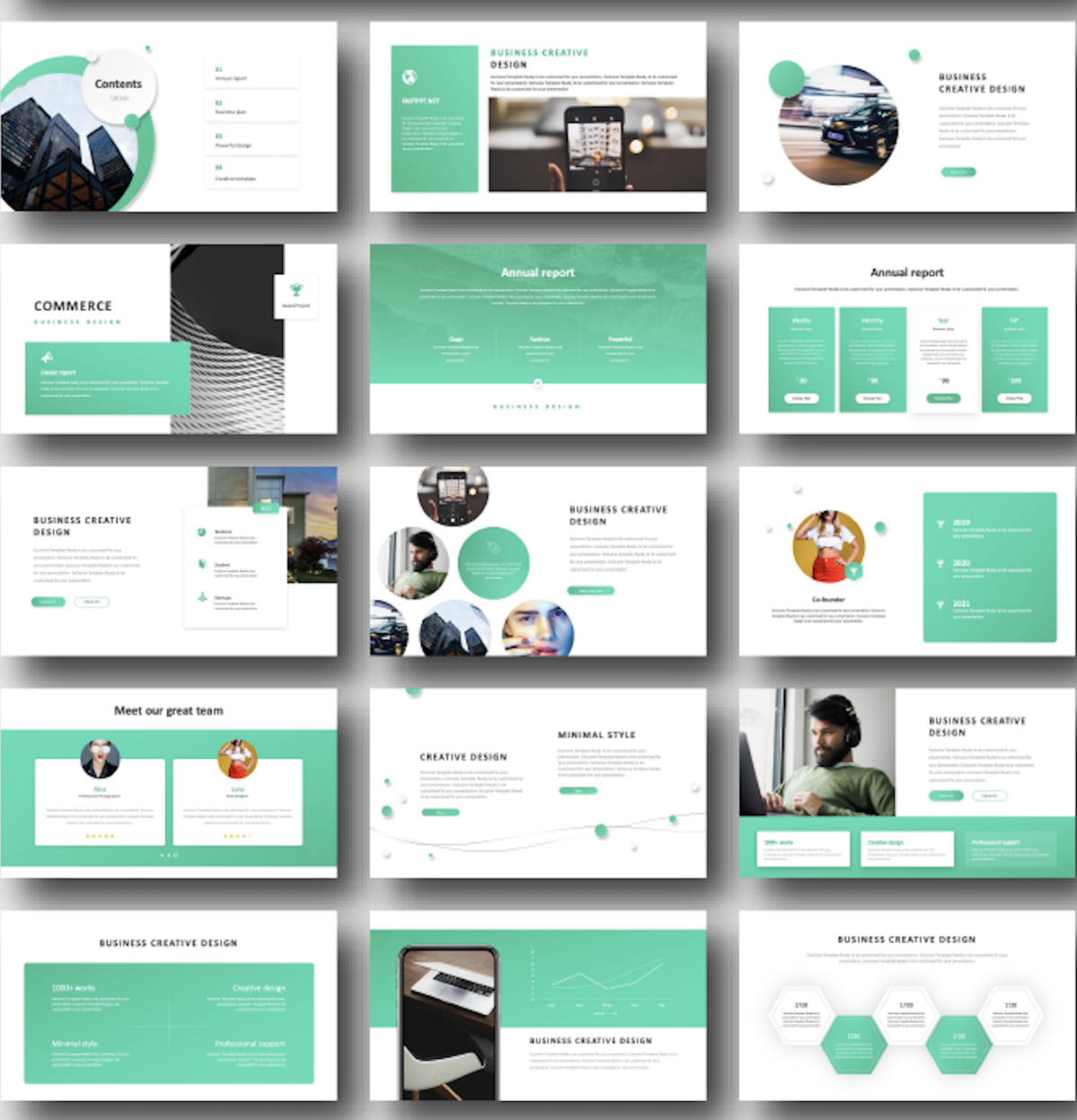 2 in 1 Minimal Blue & Green PowerPoint Template
