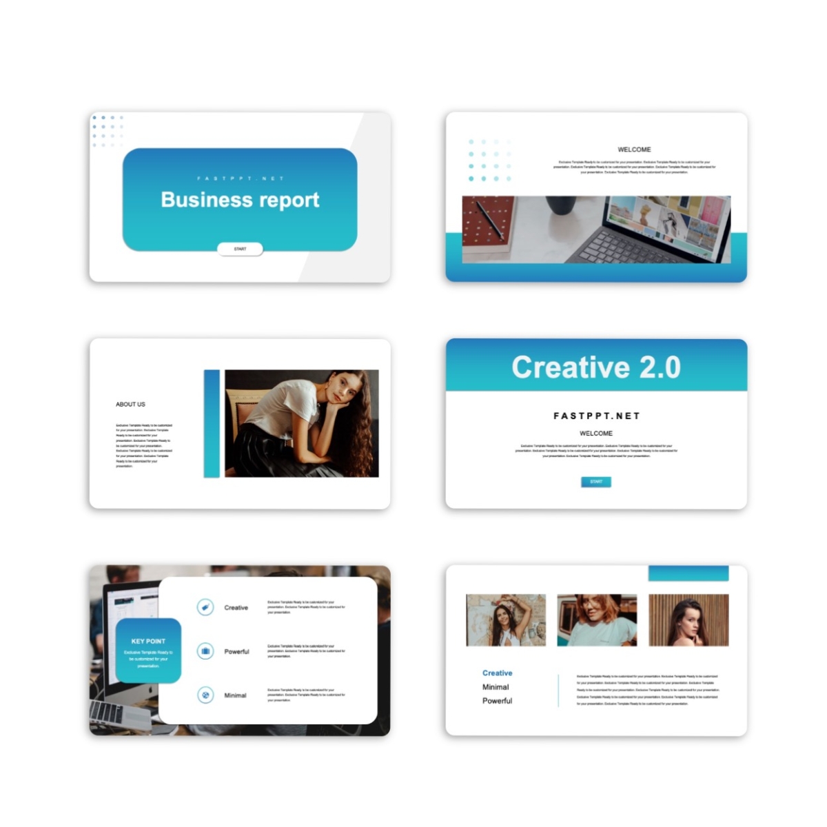 Google Slides-2 in 1 Blue & Red Business Analyze Report Template