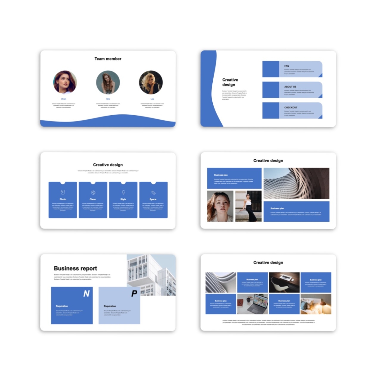 Blue White Project Report PowerPoint Template