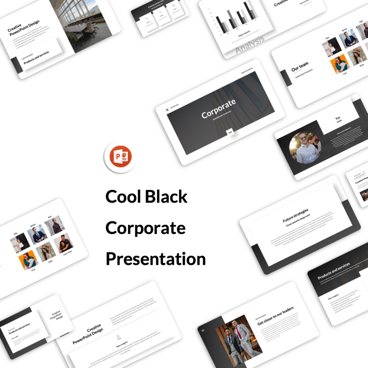 Cool Black Corporate Presentation Design