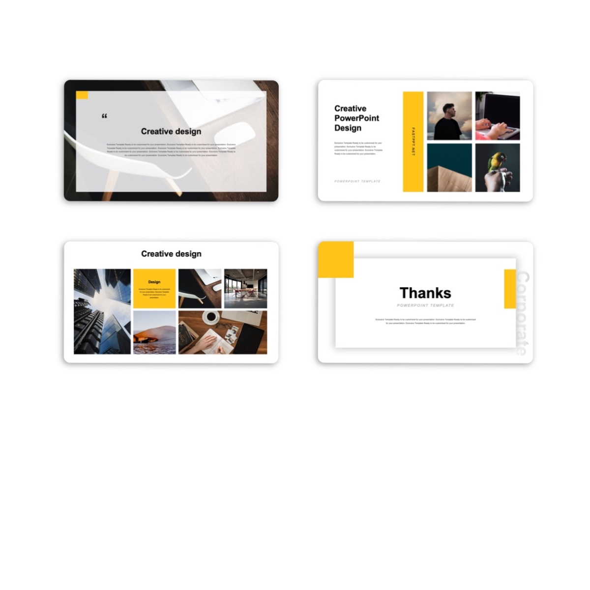 Google Slides-Yellow Blue Professional Corporate Clean PowerPoint Template