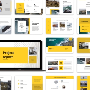 Blue & Yellow Creative Report PowerPoint Template