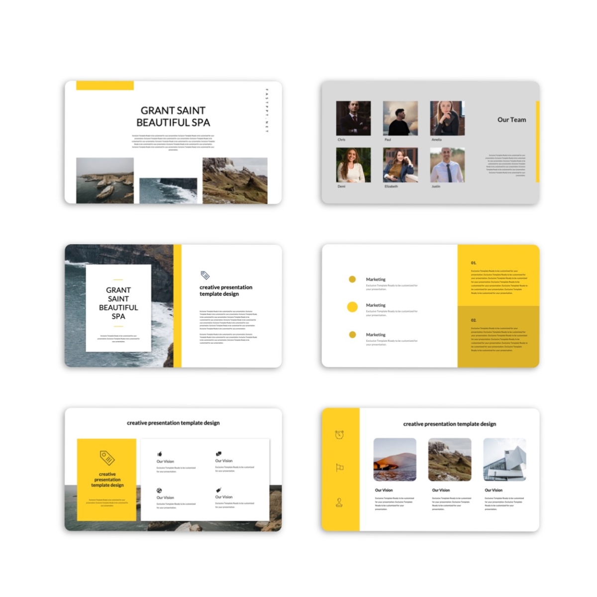 Google Slides-Blue & Yellow Creative Report PowerPoint Template