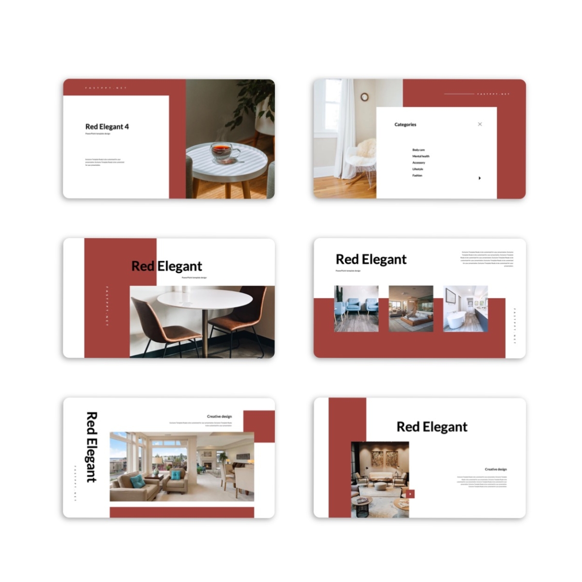 Google Slides-Red Elegant Interior Project Template