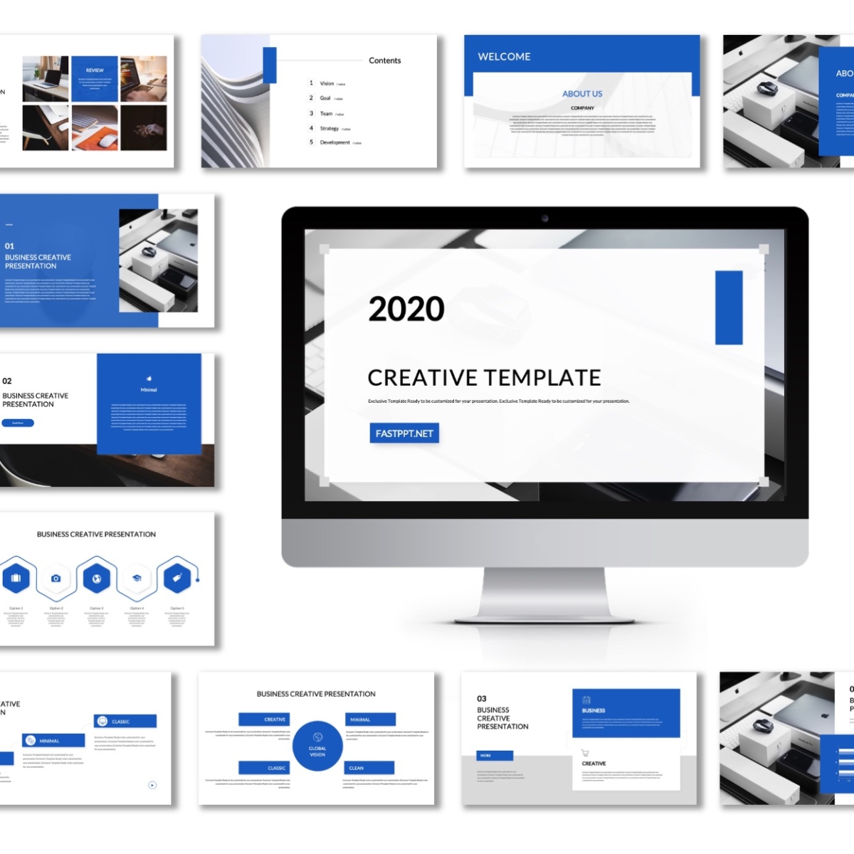 Blue Creative Project Report PowerPoint Template