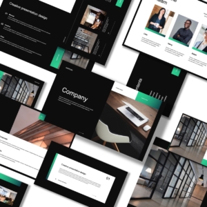 Black Green Company Portfolio PowerPoint Template