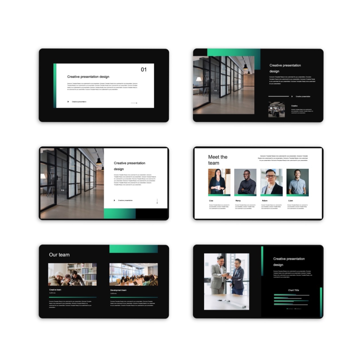 Black Green Company Portfolio PowerPoint Template