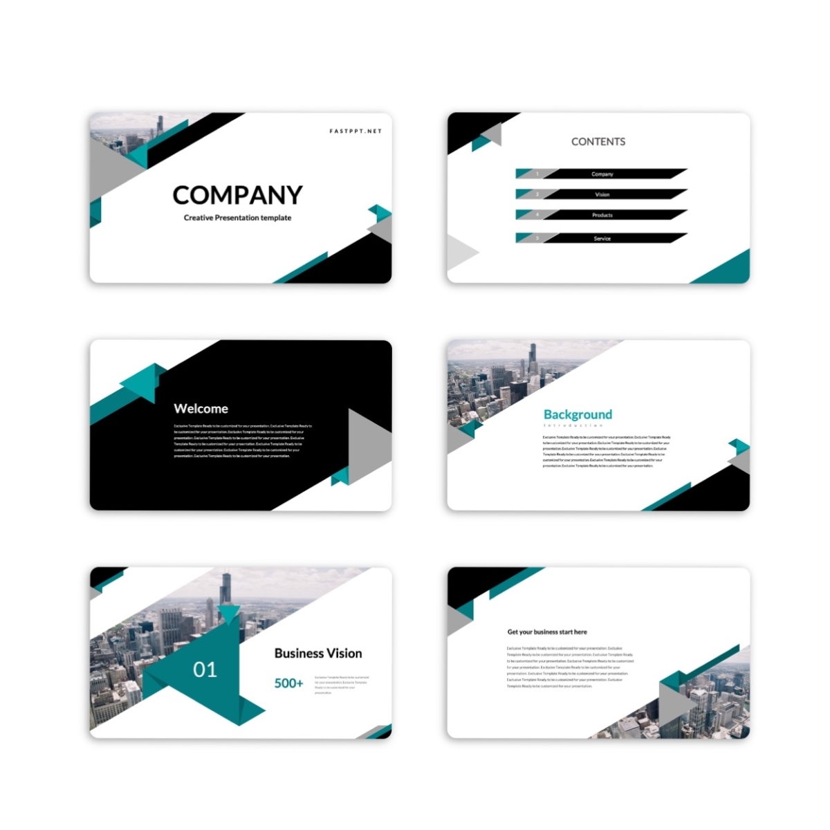 Creative Green Black Company PowerPoint Template