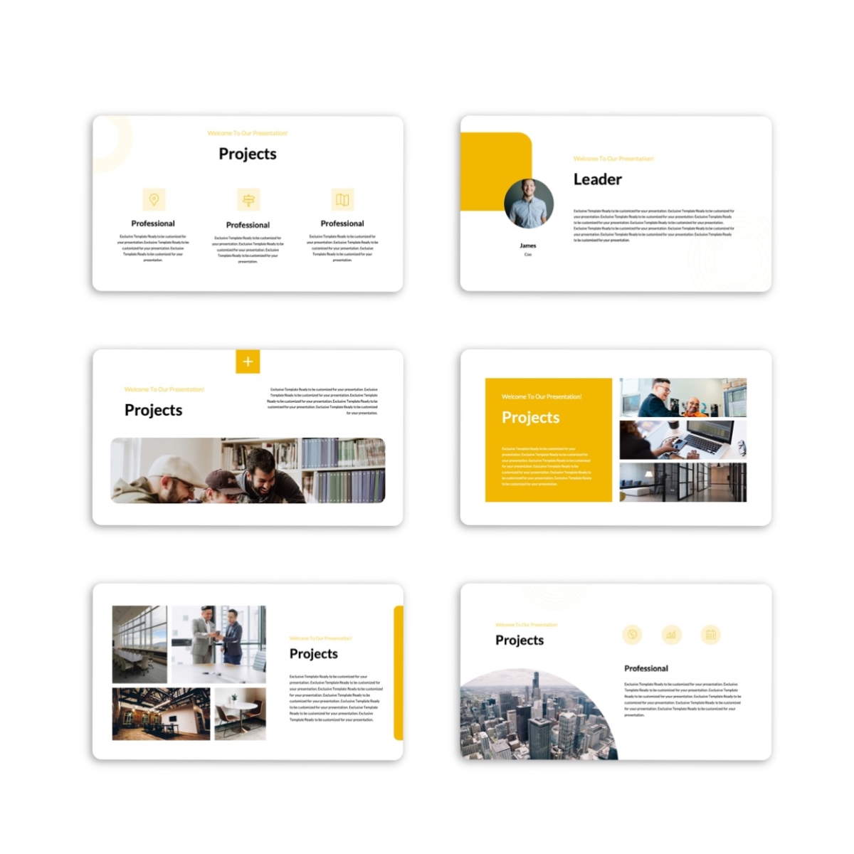 Yellow Minimalism Creative Design PowerPoint template