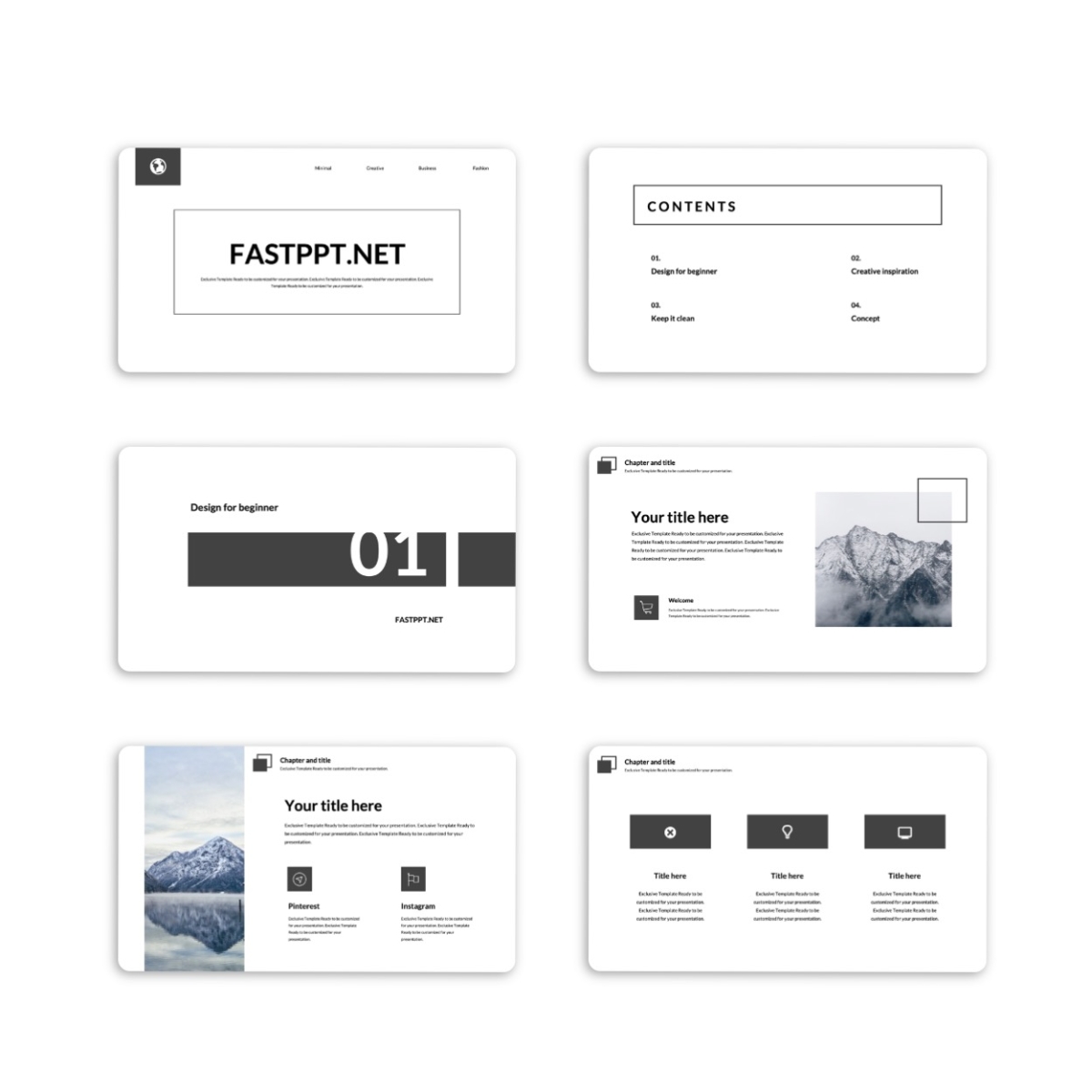 Minimal Black White Business Report PowerPoint Template