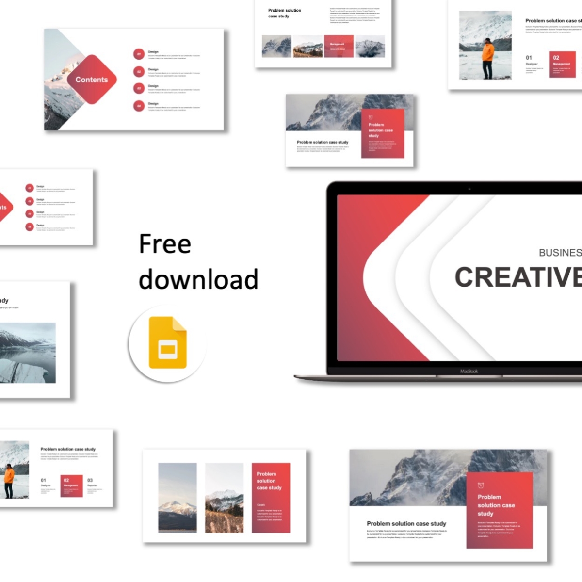 FREE TRIAL-Google Slides-Beautiful Red Business Creative Presentation Template