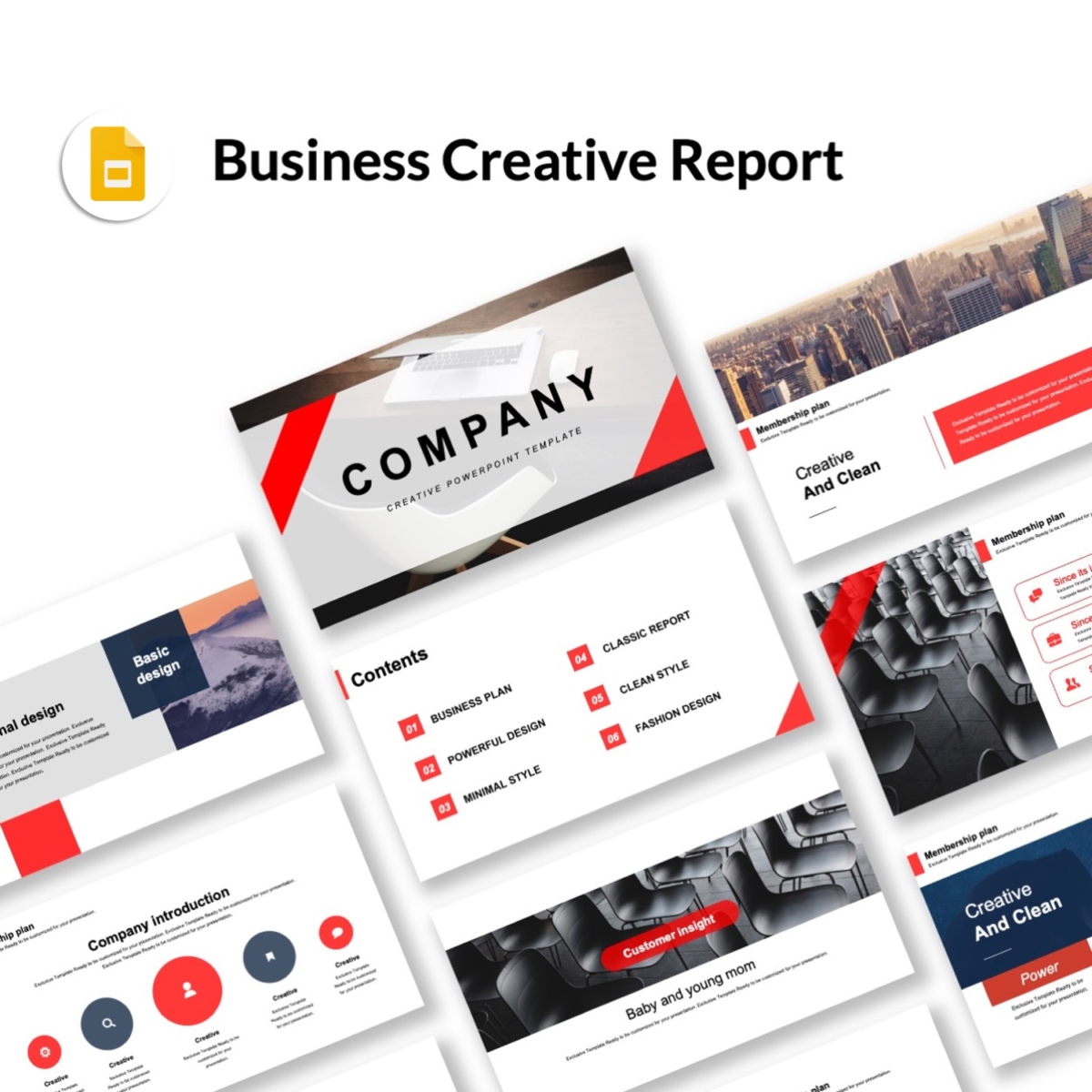Google Slides-Beautiful Business Creative Report Presentation Template
