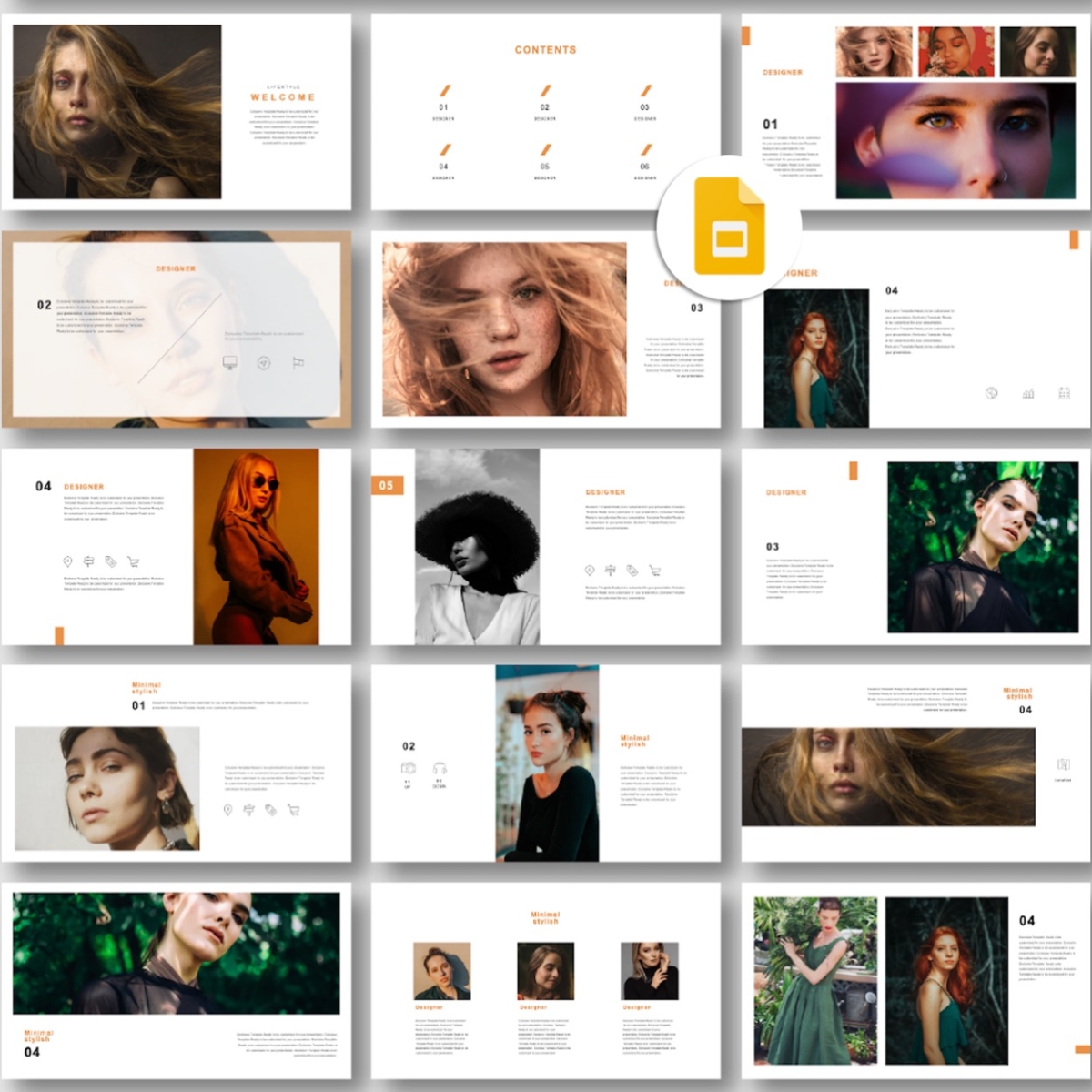 Google Slides-Minimal Stylish Photo Layout Presentation Template