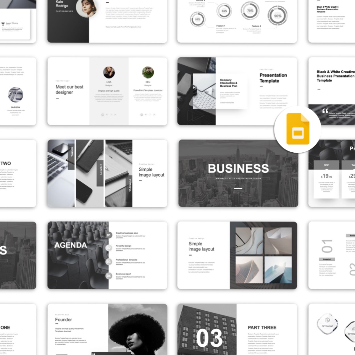 Google Slides-Black & White Useful Business Plan PowerPoint Template