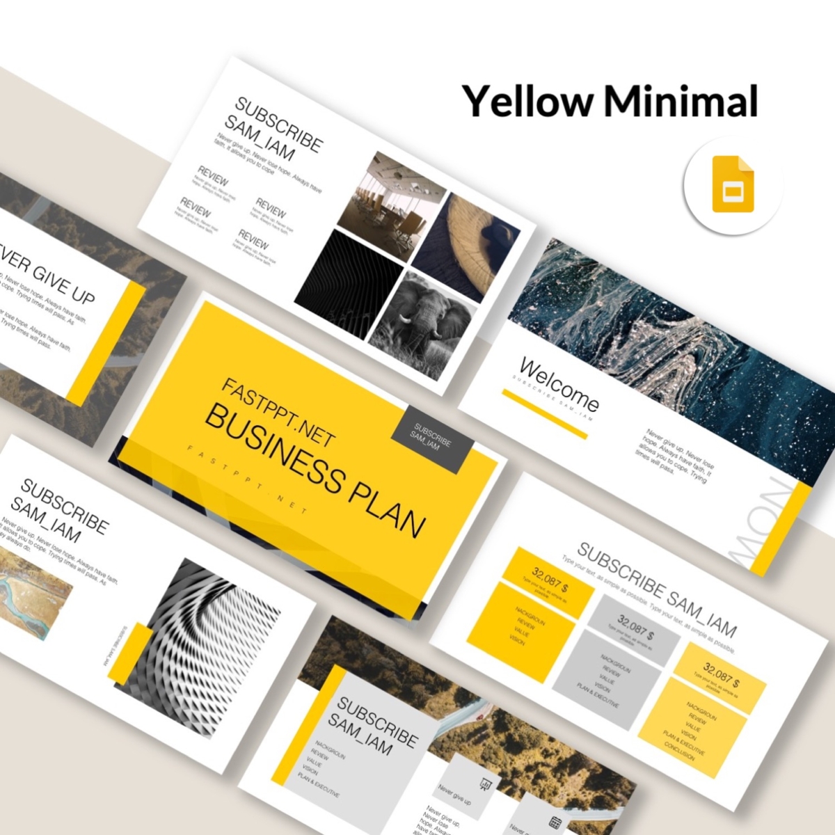 Google Slides - Yellow Minimal Powerpoint Template