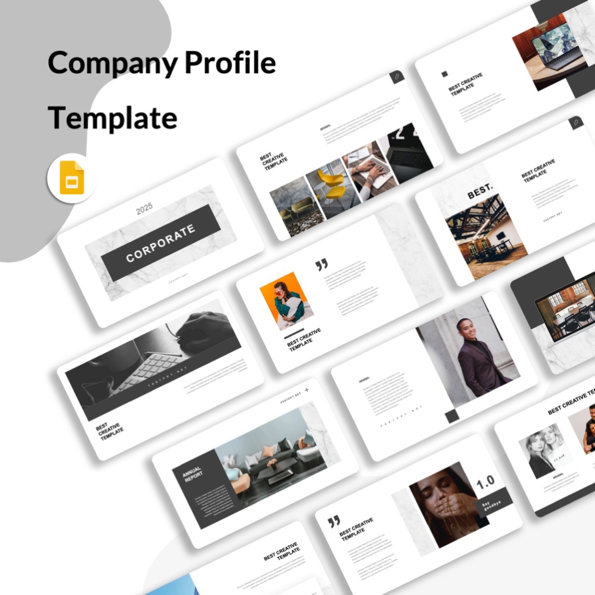 Google Slides-Black Marble Company Profile Template
