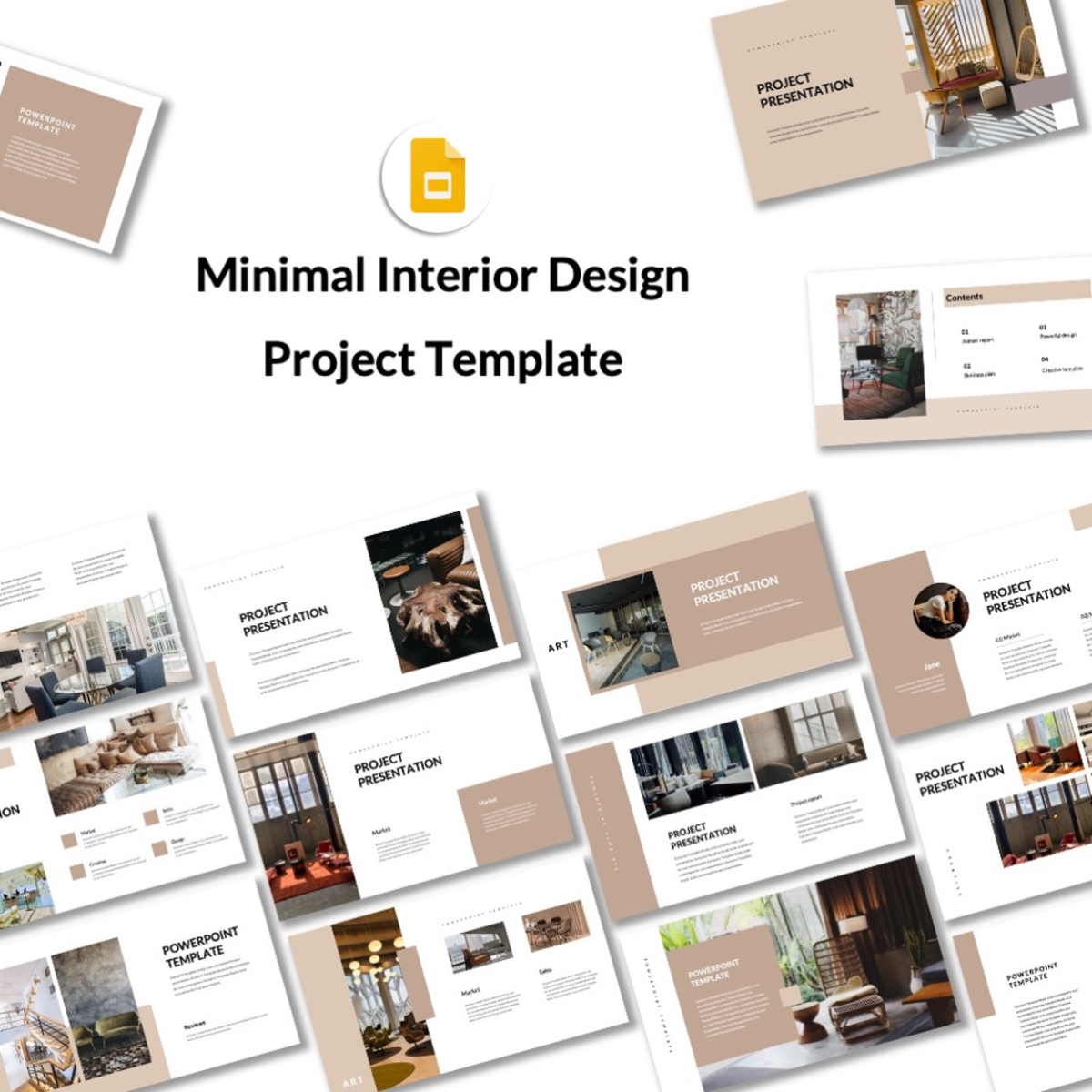Google Slides-Minimal Design Interior Project Template