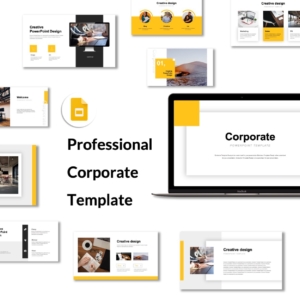 Google Slides-Yellow Blue Professional Corporate Clean PowerPoint Template