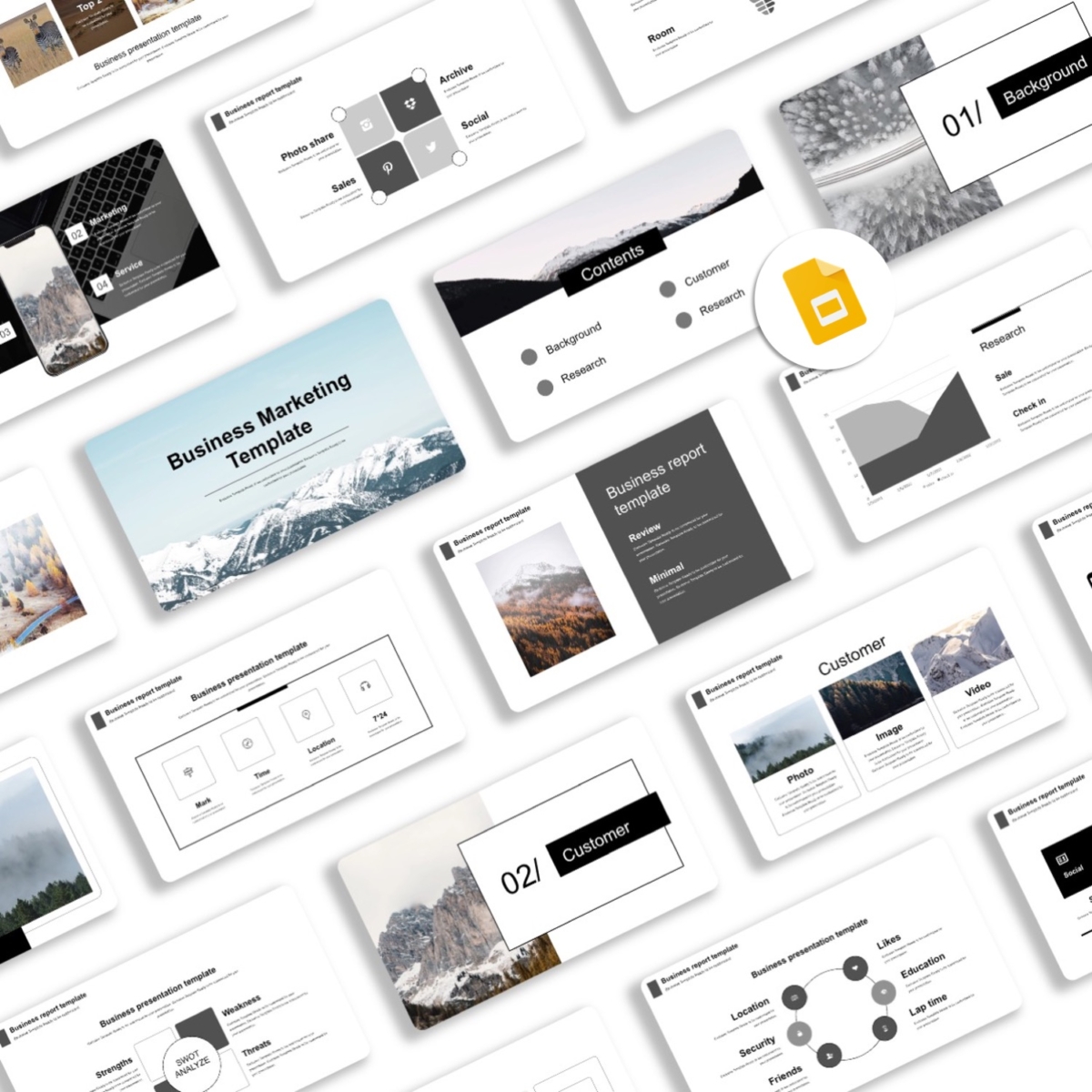 Google Slides-Black White Creative Business Presentation Template
