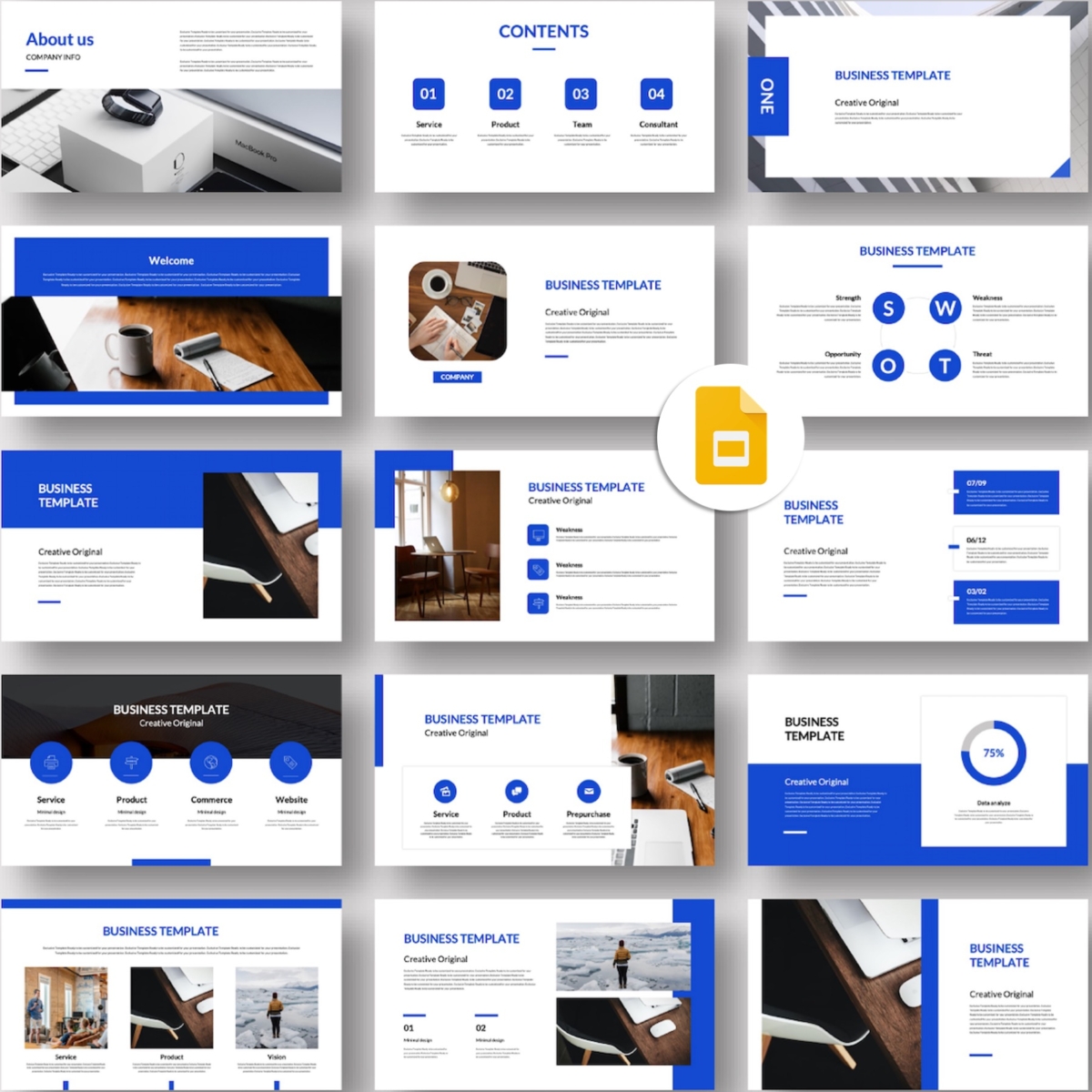 Google Slides-2 in 1 Yellow Blue Professional PowerPoint Template