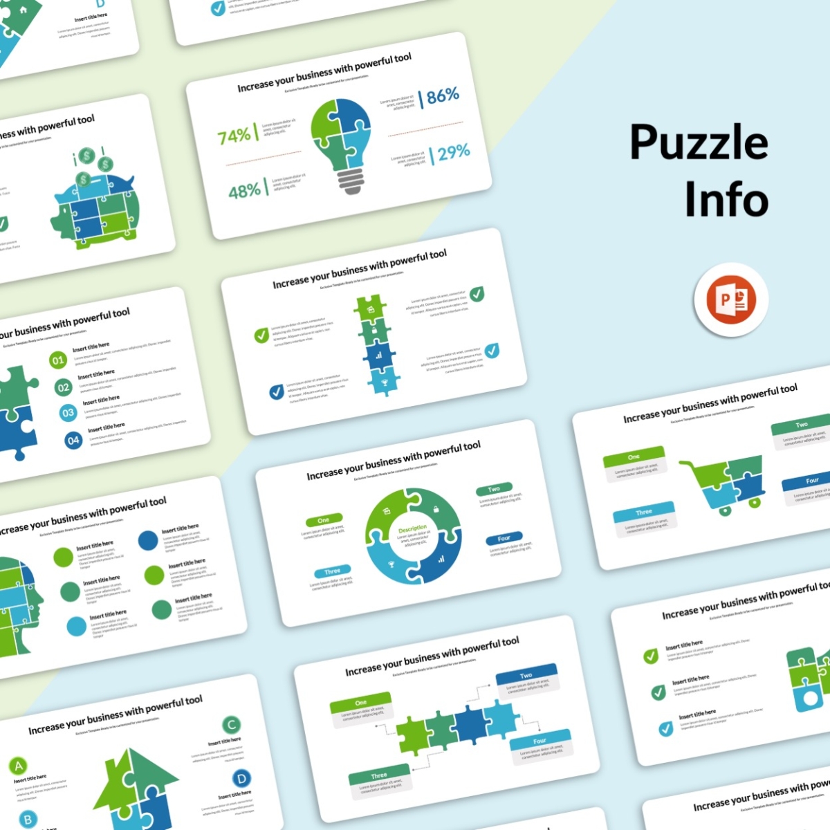 Puzzle Infographic PowerPoint Template Slides