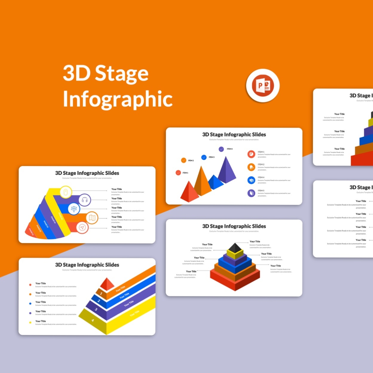 3D Stage Infographic PowerPoint Slides Template